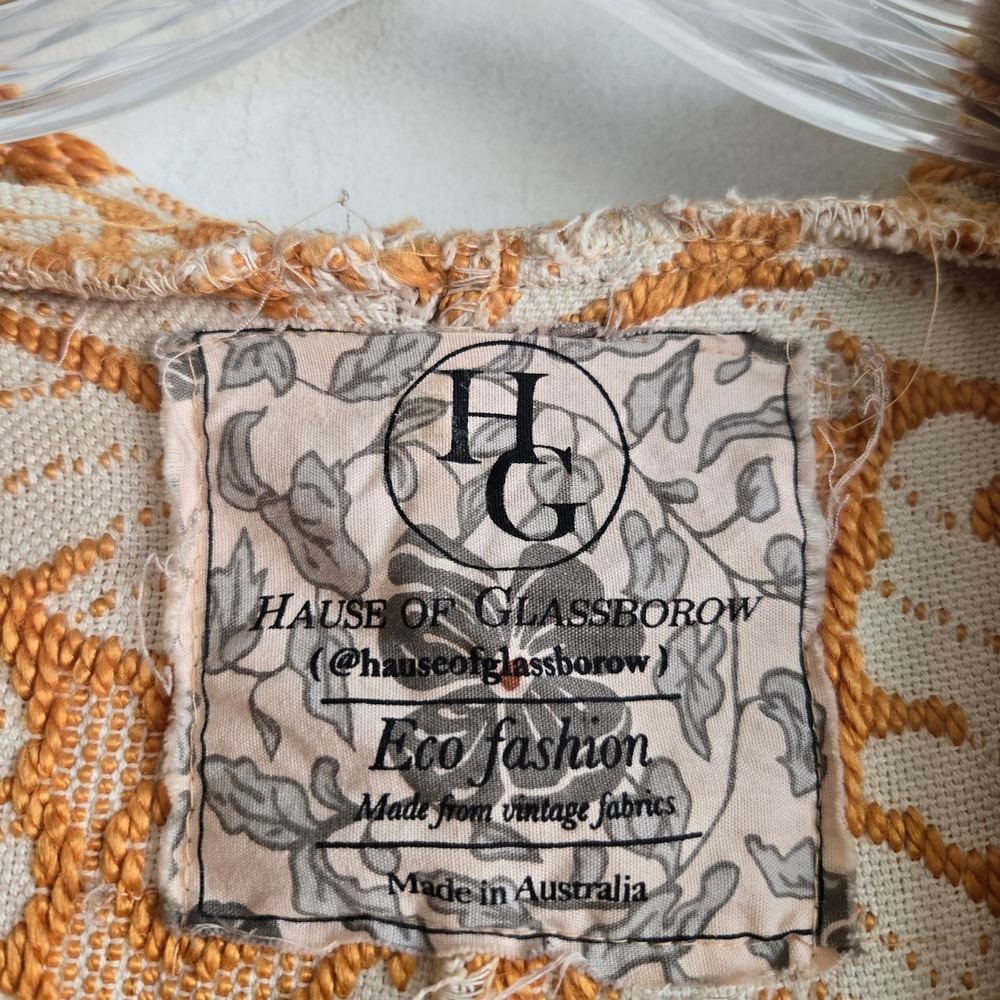 Upcycled Vtg Hause of Glassborow OS Hooded Cardigan Yellow Boho Fringe Excellent - Picture 3 of 9